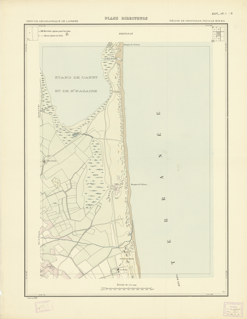 (N:21032) PLANS DIRECTEURS - REGION DE PERPIGNAN FEUILLE XIX N2b (B0017512) Carte e stampe antiche: riproduzione a colori su carta (formato A1)