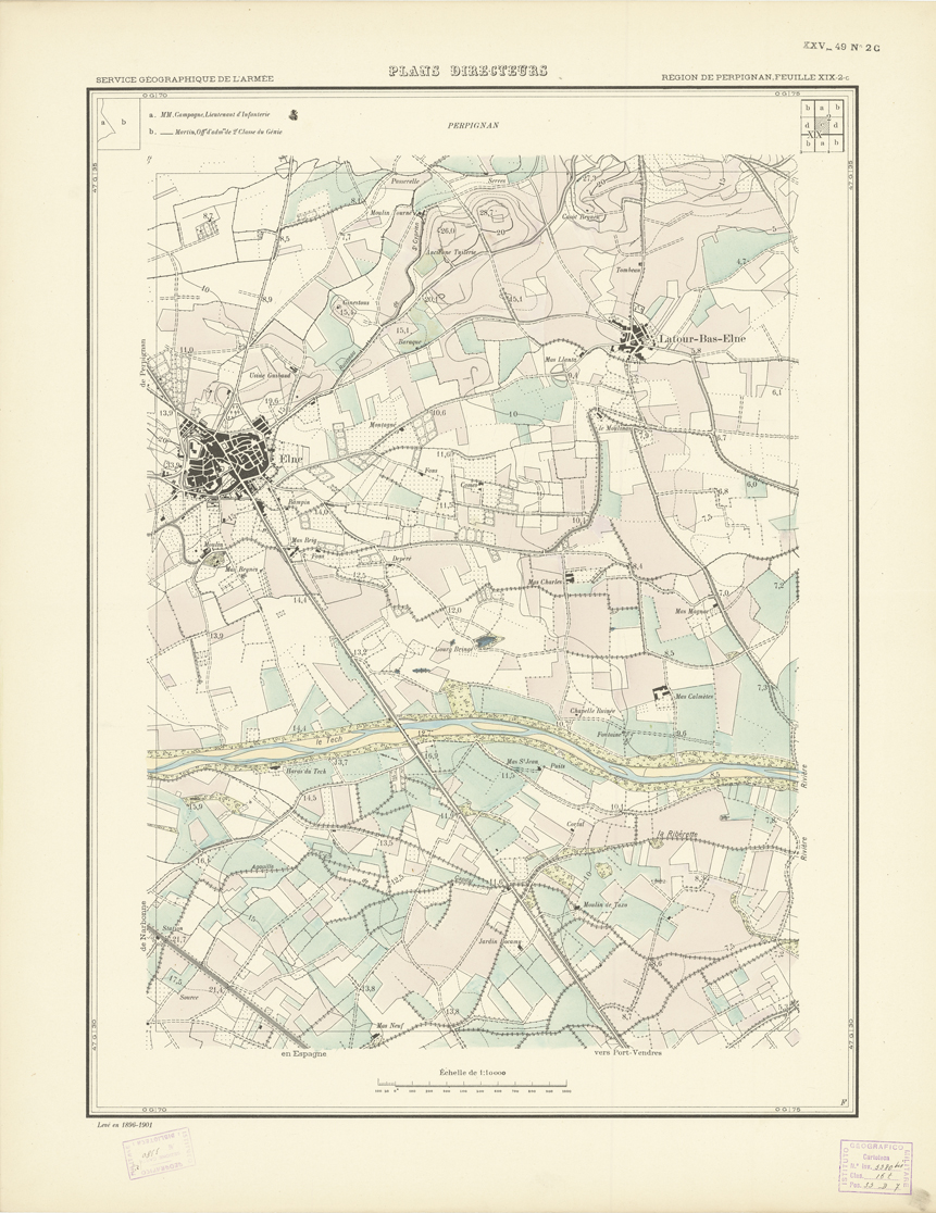 (N:21033) PLANS DIRECTEURS - REGION DE PERPIGNAN FEUILLE XIX N2c (B0017513) Carte e stampe antiche: riproduzione a colori su carta (formato A1)