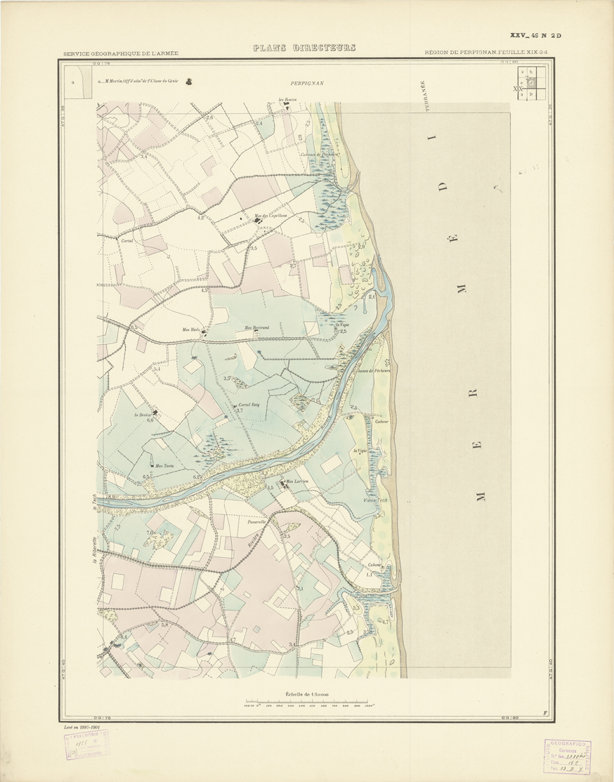 (N:21034) PLANS DIRECTEURS - REGION DE PERPIGNAN FEUILLE XIX N2d (B0017514) Carte e stampe antiche: riproduzione a colori su carta (formato A1)