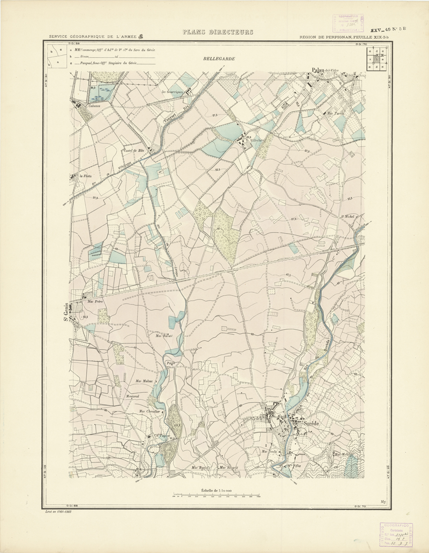 (N:21036) PLANS DIRECTEURS - REGION DE PERPIGNAN FEUILLE XIX N3b (B0017516) Carte e stampe antiche: riproduzione a colori su carta (formato A1)