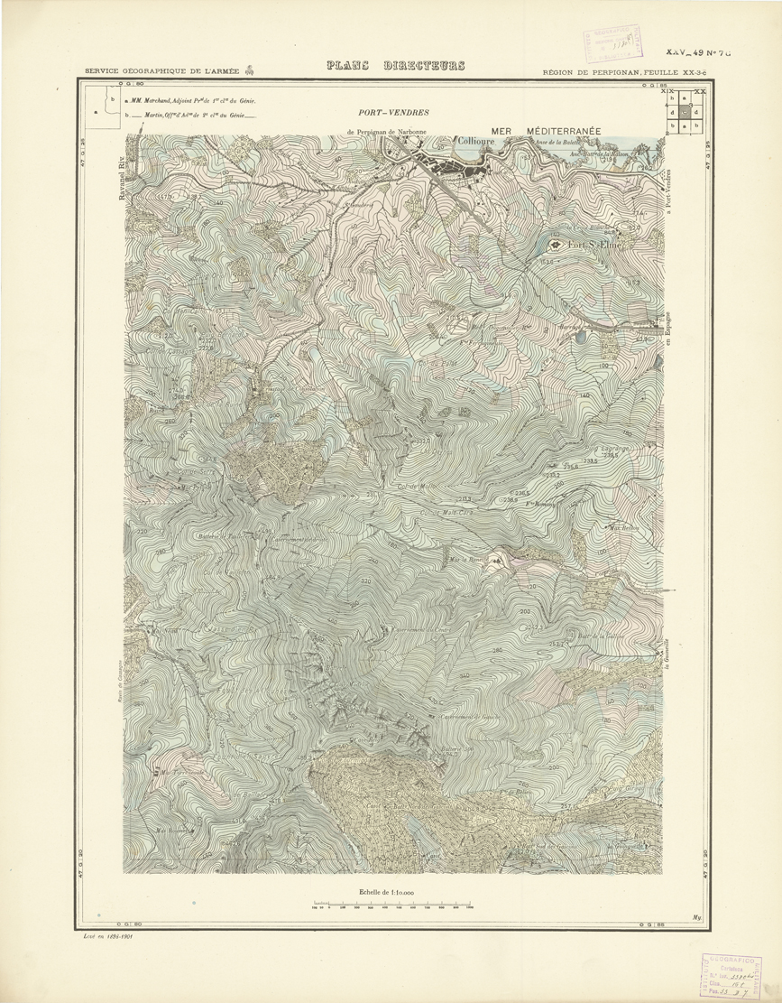 (N:21044) PLANS DIRECTEURS - REGION DE PERPIGNAN FEUILLE XX N3c (B0017524) Carte e stampe antiche: riproduzione a colori su carta (formato A1)
