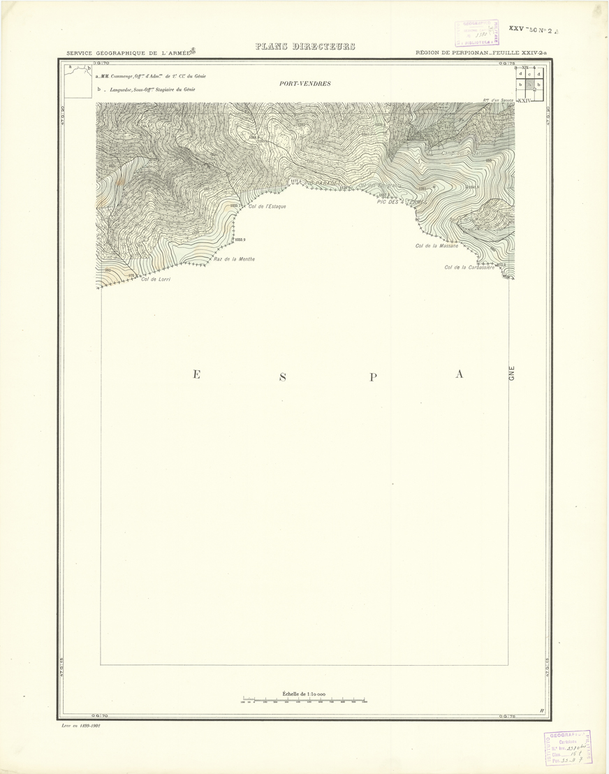 (N:21048) PLANS DIRECTEURS - REGION DE PERPIGNAN FEUILLE XXIV N2a (B0017528) Carte e stampe antiche: riproduzione a colori su carta (formato A1)