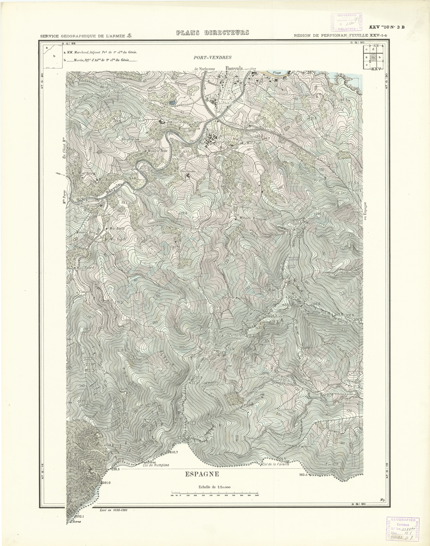 (N:21051) PLANS DIRECTEURS - REGION DE PERPIGNAN FEUILLE XXV N 1b (B0017531) Carte e stampe antiche: riproduzione a colori su carta (formato A1)