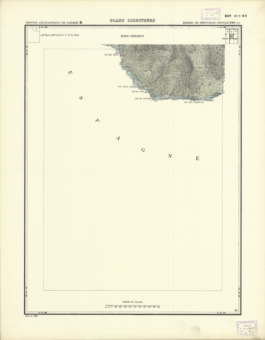 (N:21052) PLANS DIRECTEURS - REGION DE PERPIGNAN FEUILLE XXV N1c (B0017532) Carte e stampe antiche: riproduzione a colori su carta (formato A1)