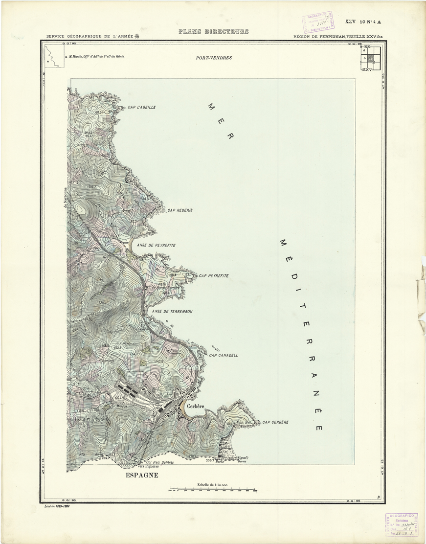(N:21053) PLANS DIRECTEURS - REGION DE PERPIGNAN FEUILLE XXV N2a (B0017533) Carte e stampe antiche: riproduzione a colori su carta (formato A1)