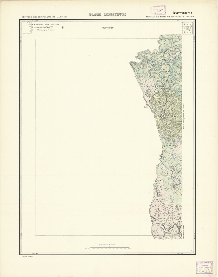 (N:21058) PLANS DIRECTEURS - REGION DE PERPIGNAN FEUILLE XIII N3a (B0017538) Carte e stampe antiche: riproduzione a colori su carta (formato A1)