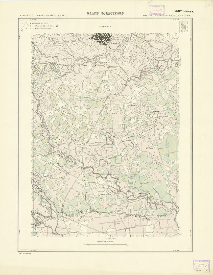 (N:21062) PLANS DIRECTEURS - REGION DE PERPIGNAN FEUILLE XIII N4a (B0017542) Carte e stampe antiche: riproduzione a colori su carta (formato A1)