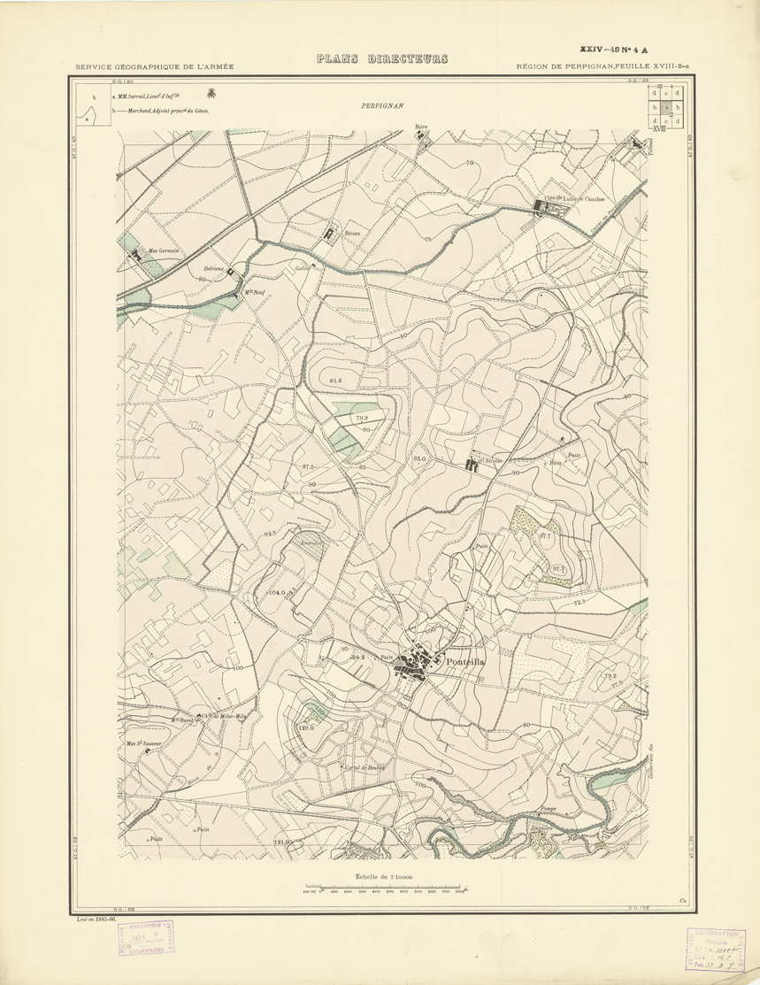 (N:21068) PLANS DIRECTEURS - REGION DE PERPIGNAN FEUILLE XVIII N2a (B0017548) Carte e stampe antiche: riproduzione a colori su carta (formato A1)