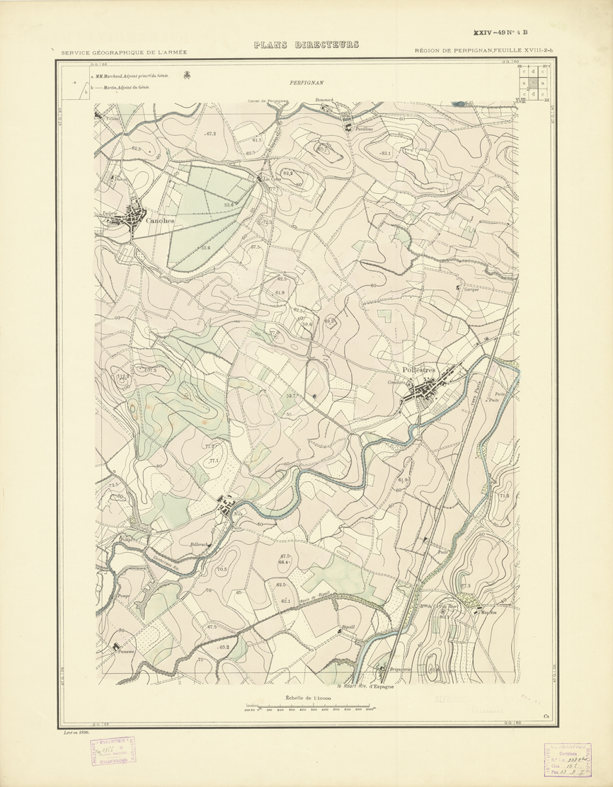 (N:21069) PLANS DIRECTEURS - REGION DE PERPIGNAN FEUILLE XVIII N2b (B0017549) Carte e stampe antiche: riproduzione a colori su carta (formato A1)