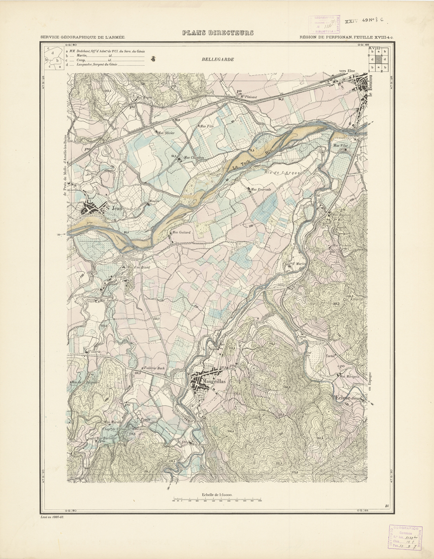 (N:21085) PLANS DIRECTEURS - REGION DE PERPIGNAN FEUILLE XVIII N4c (B0017565) Carte e stampe antiche: riproduzione a colori su carta (formato A1)