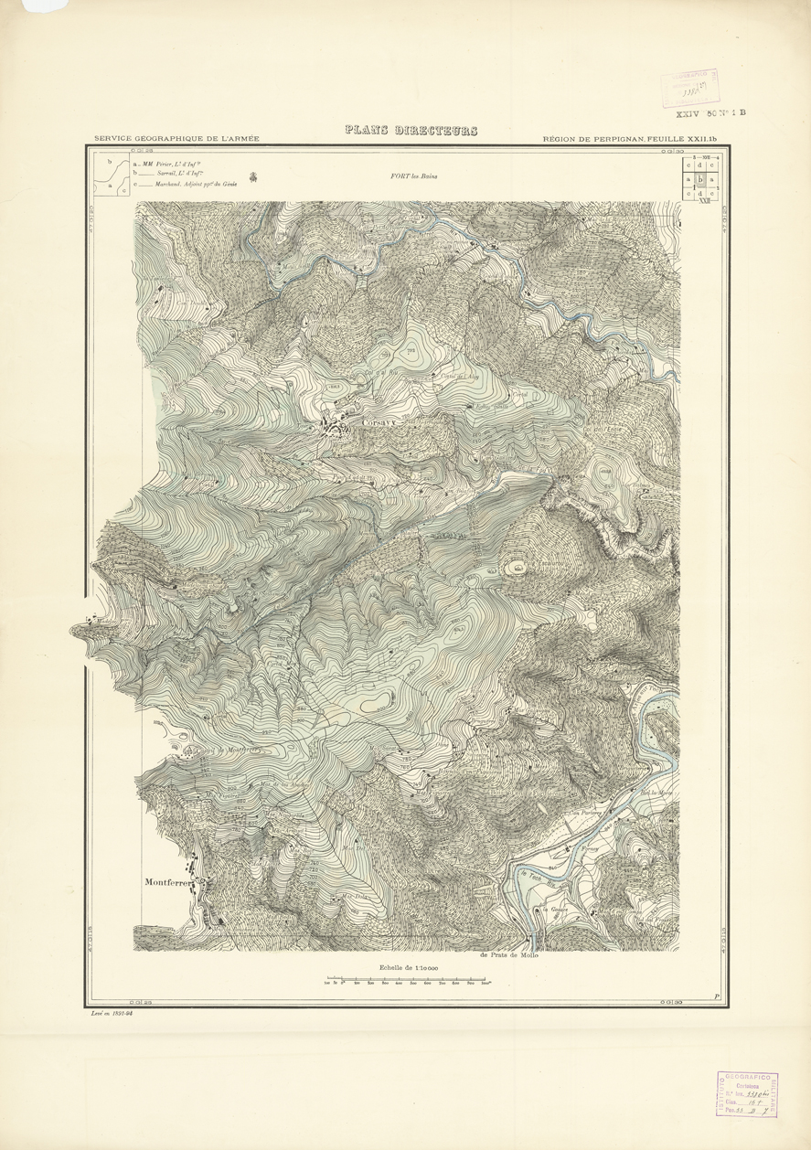(N:21087) PLANS DIRECTEURS - REGION DE PERPIGNAN FEUILLE XXII N1b (B0017567) Carte e stampe antiche: riproduzione a colori su carta (formato A1)