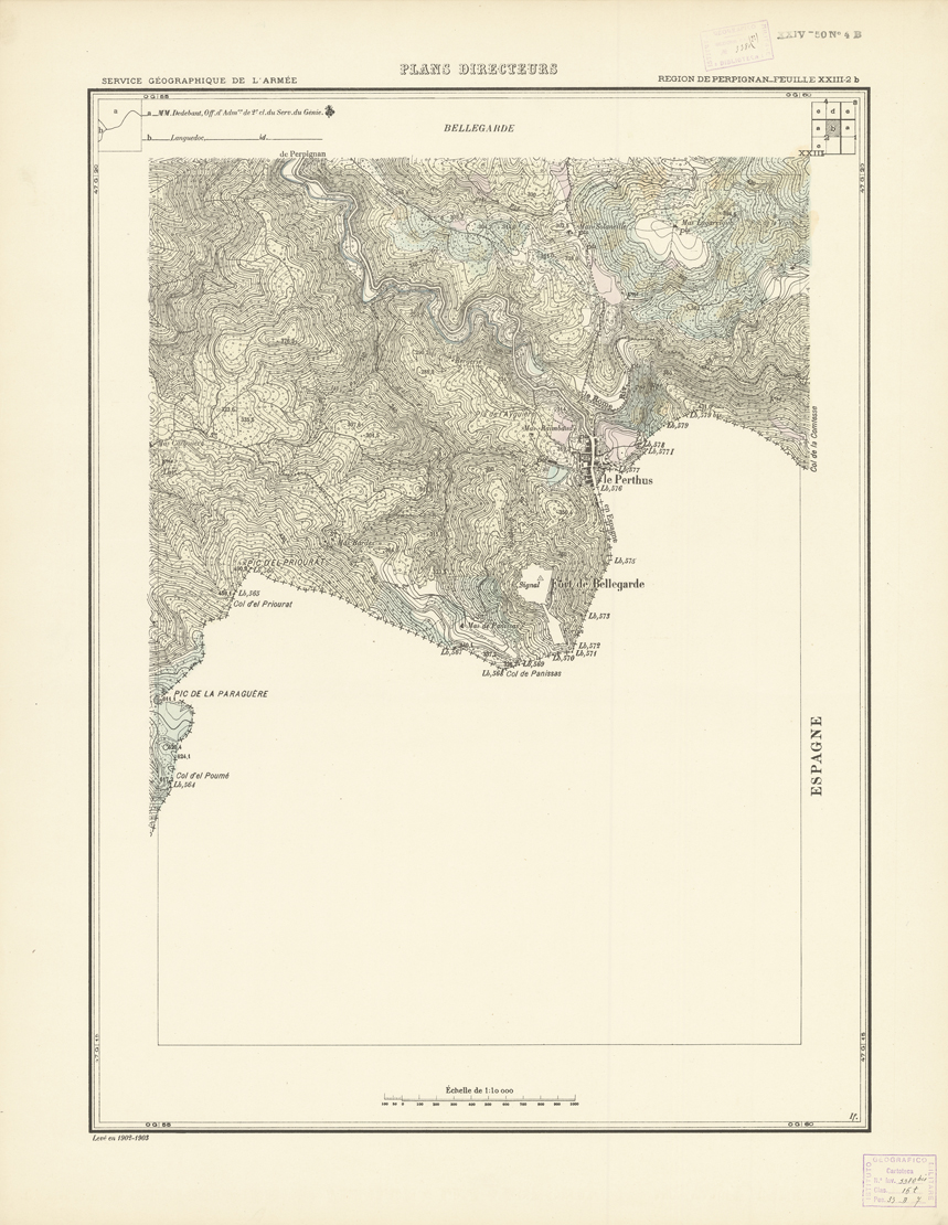(N:21098) PLANS DIRECTEURS - REGION DE PERPIGNAN FEUILLE XXIII N2b (B0017578) Carte e stampe antiche: riproduzione a colori su carta (formato A1)