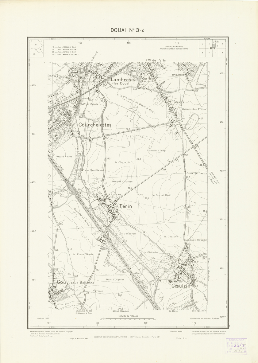 (N:21114) PLANS DIRECTEURS - DOUAI N3c (B0017594) Carte e stampe antiche: riproduzione a colori su carta (formato A1)