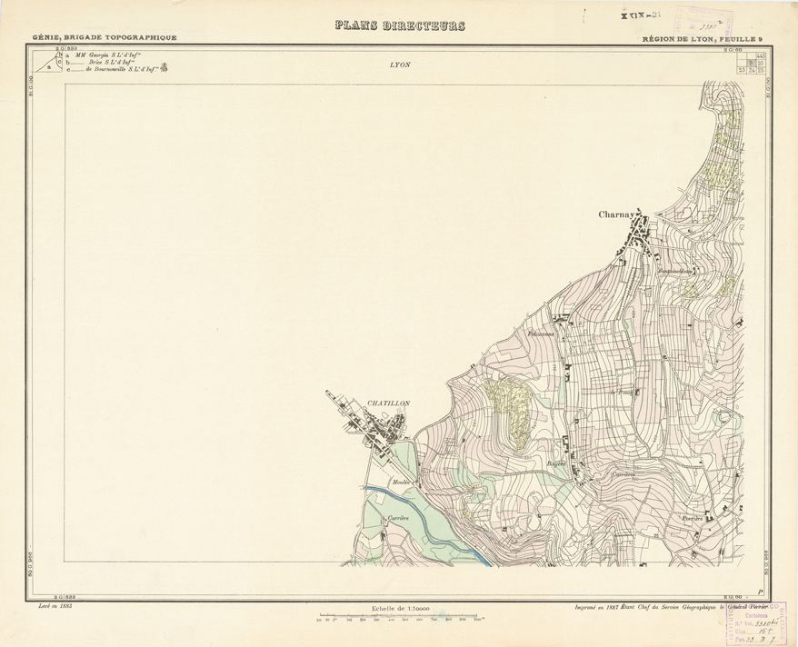 (N:21157) PLANS DIRECTEURS - REGION DE LYON FEUILLE 9 (B0017637) Carte e stampe antiche: riproduzione a colori su carta (formato A1)