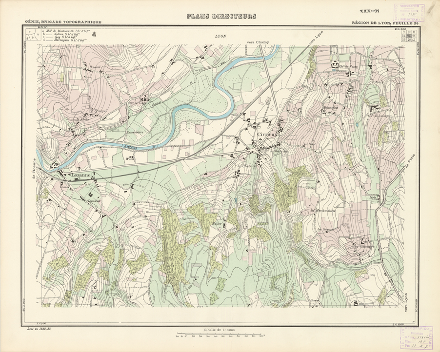 (N:21164) PLANS DIRECTEURS - REGION DE LYON FEUILLE 25 (B0017644) Carte e stampe antiche: riproduzione a colori su carta (formato A1)