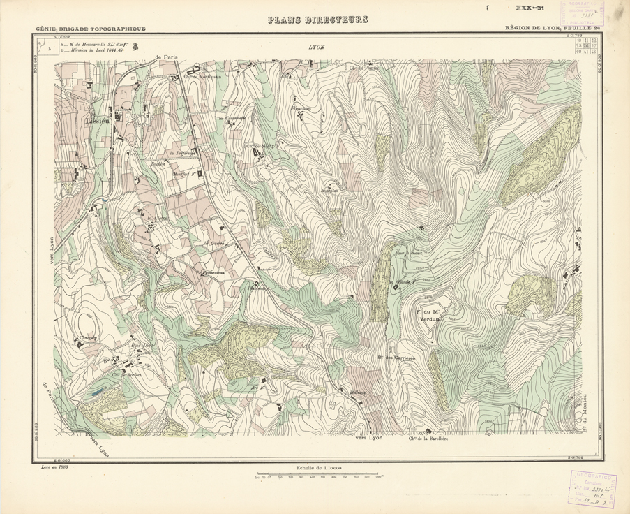 (N:21165) PLANS DIRECTEURS - REGION DE LYON FEUILLE 26 (B0017645) Carte e stampe antiche: riproduzione a colori su carta (formato A1)