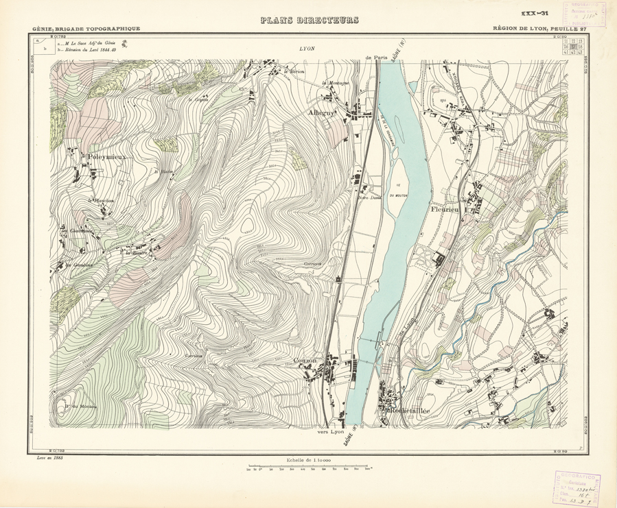 (N:21166) PLANS DIRECTEURS - REGION DE LYON FEUILLE 27 (B0017646) Carte e stampe antiche: riproduzione a colori su carta (formato A1)