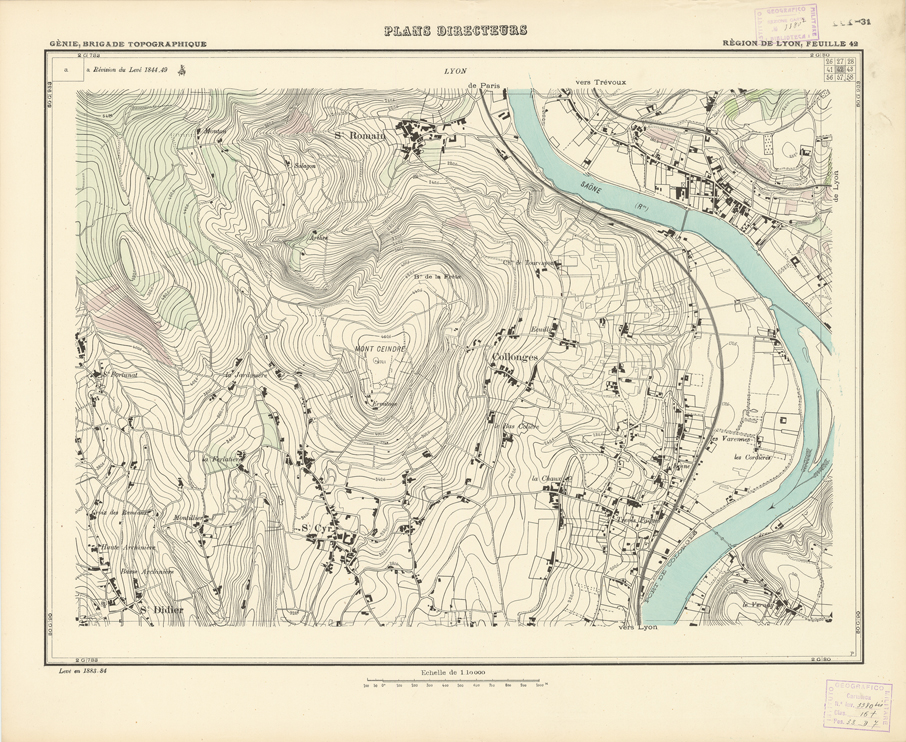 (N:21173) PLANS DIRECTEURS - REGION DE LYON FEUILLE 42 (B0017653) Carte e stampe antiche: riproduzione a colori su carta (formato A1)