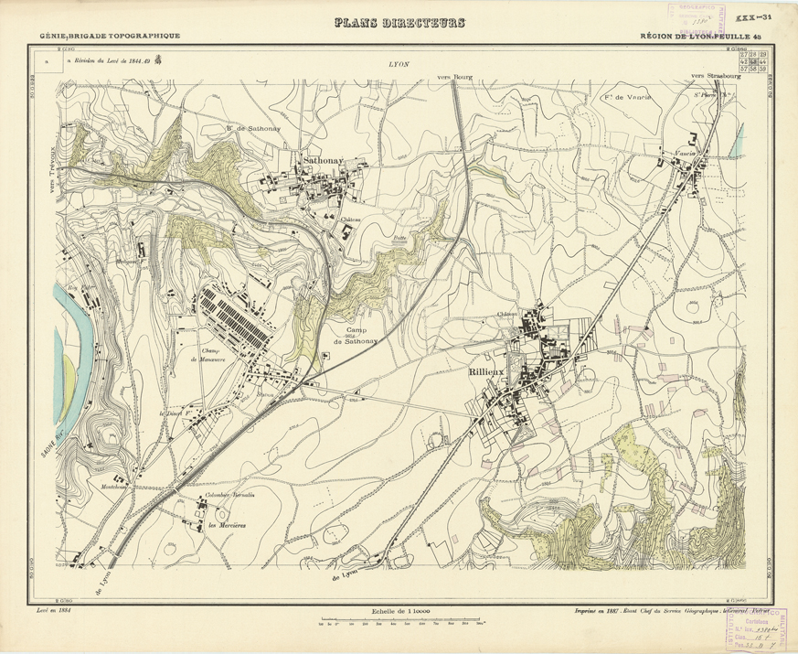 (N:21174) PLANS DIRECTEURS - REGION DE LYON FEUILLE 43 (B0017654) Carte e stampe antiche: riproduzione a colori su carta (formato A1)