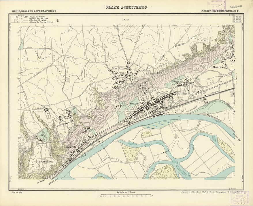 (N:21175) PLANS DIRECTEURS - REGION DE LYON FEUILLE 44 (B0017655) Carte e stampe antiche: riproduzione a colori su carta (formato A1)