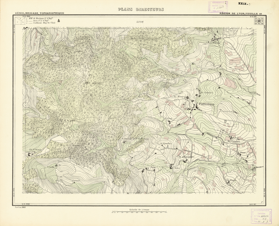 (N:21186) PLANS DIRECTEURS - REGION DE LYON FEUILLE 69 (B0017666) Carte e stampe antiche: riproduzione a colori su carta (formato A1)