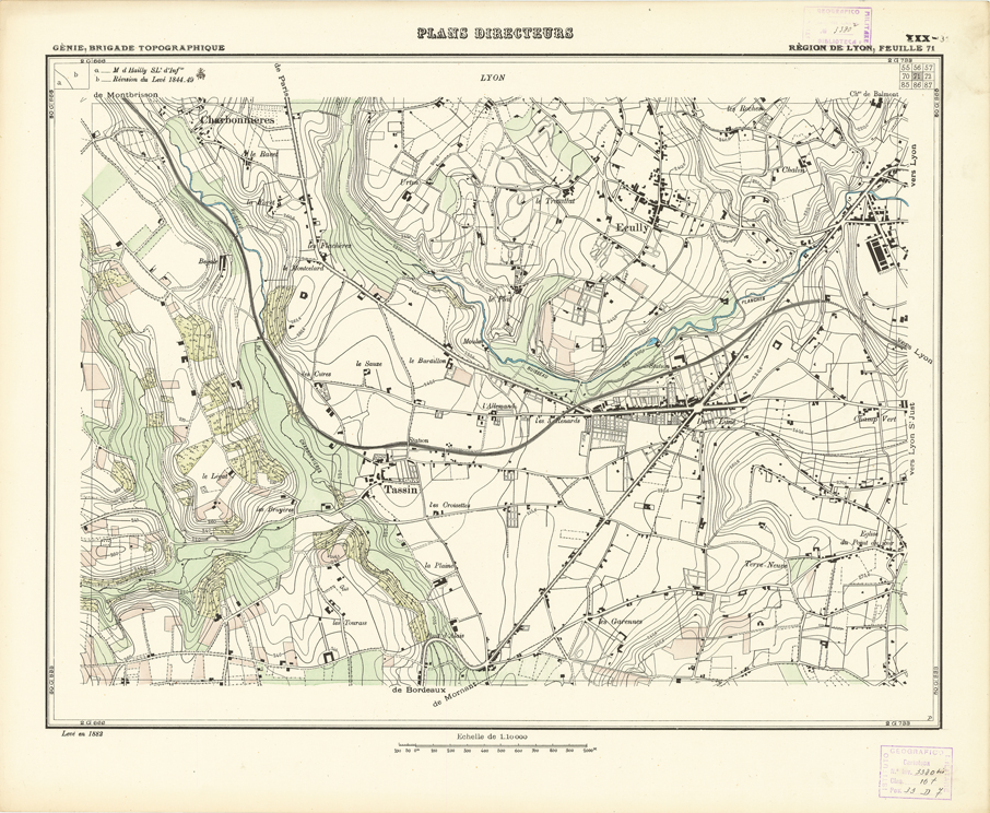 (N:21188) PLANS DIRECTEURS - REGION DE LYON FEUILLE 71 (B0017668) Carte e stampe antiche: riproduzione a colori su carta (formato A1)