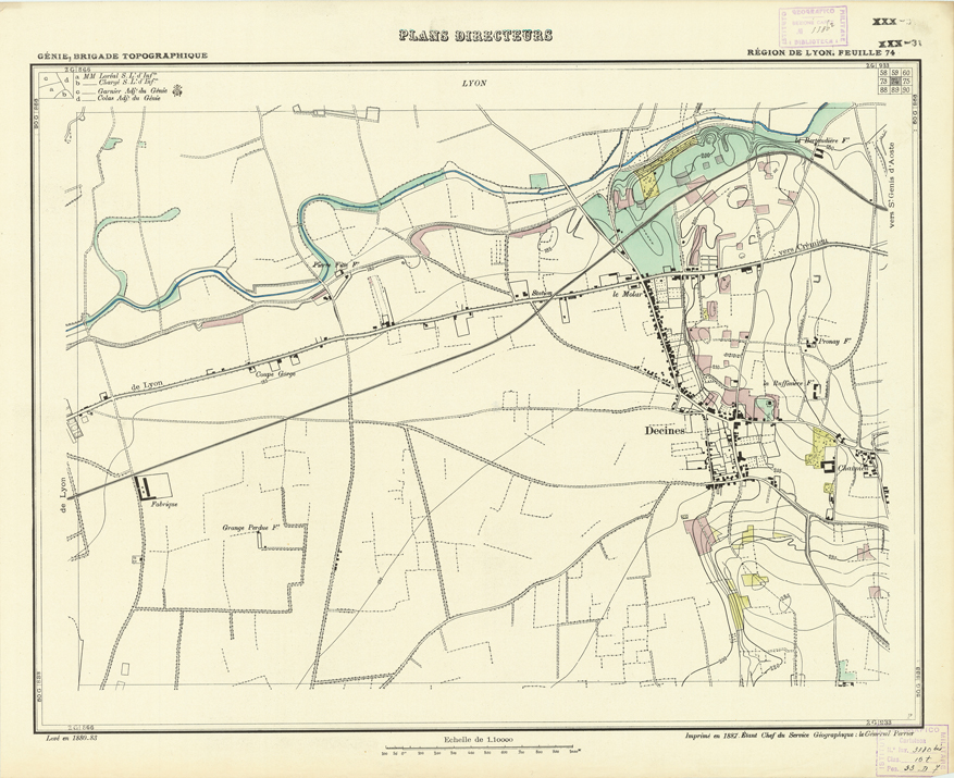 (N:21191) PLANS DIRECTEURS - REGION DE LYON FEUILLE 74 (B0017671) Carte e stampe antiche: riproduzione a colori su carta (formato A1)