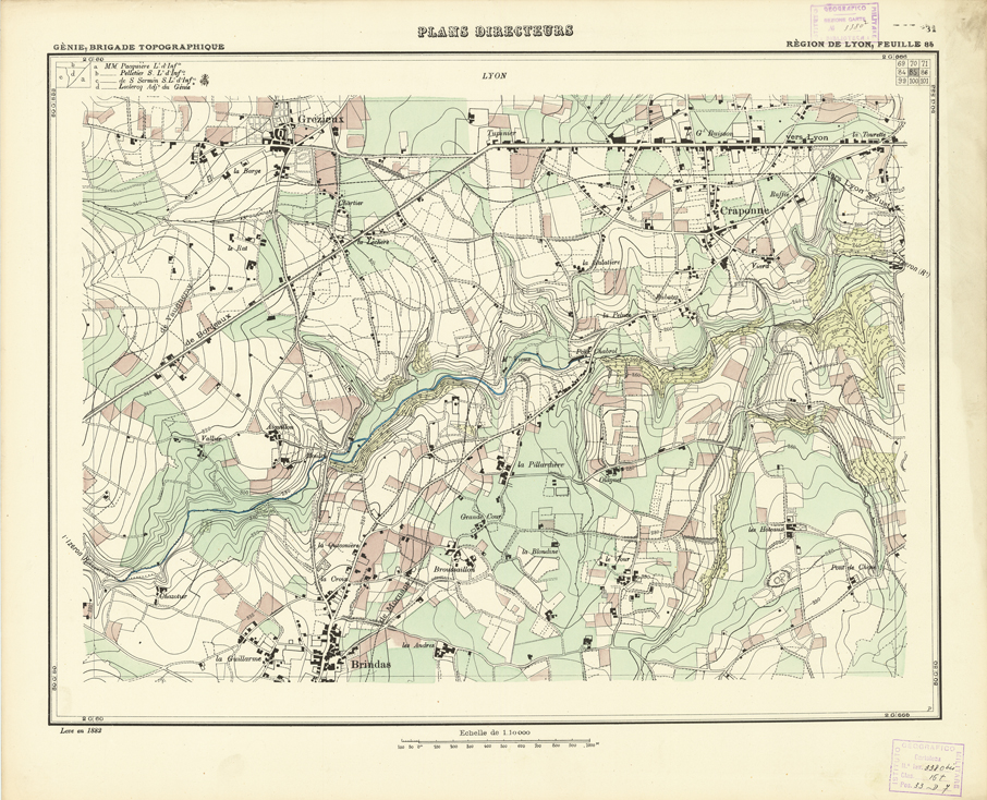 (N:21195) PLANS DIRECTEURS - REGION DE LYON FEUILLE 85 (B0017675) Carte e stampe antiche: riproduzione a colori su carta (formato A1)