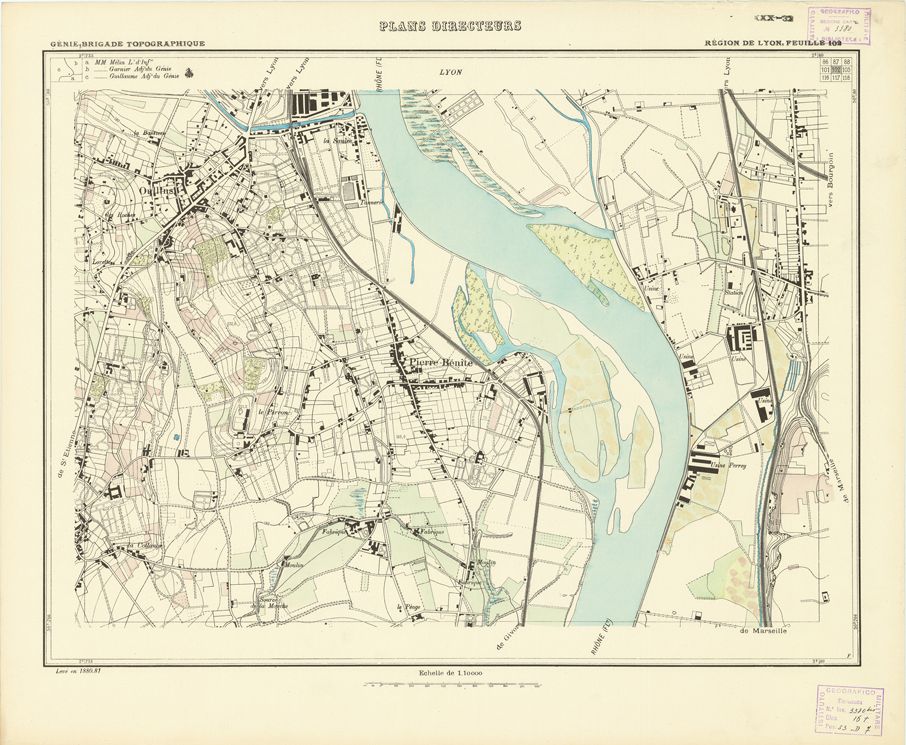 (N:21205) PLANS DIRECTEURS - REGION DE LYON FEUILLE 102 (B0017685) Carte e stampe antiche: riproduzione a colori su carta (formato A1)