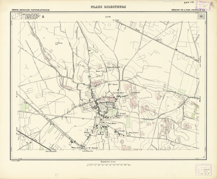 (N:21207) PLANS DIRECTEURS - REGION DE LYON FEUILLE 104 (B0017687) Carte e stampe antiche: riproduzione a colori su carta (formato A1)