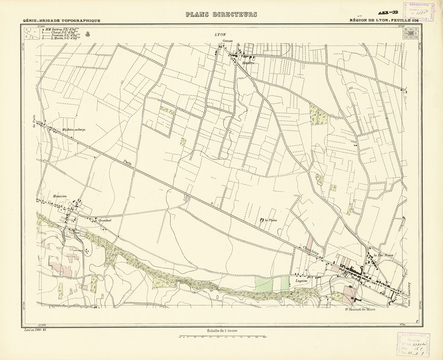 (N:21208) PLANS DIRECTEURS - REGION DE LYON FEUILLE 105 (B0017688) Carte e stampe antiche: riproduzione a colori su carta (formato A1)