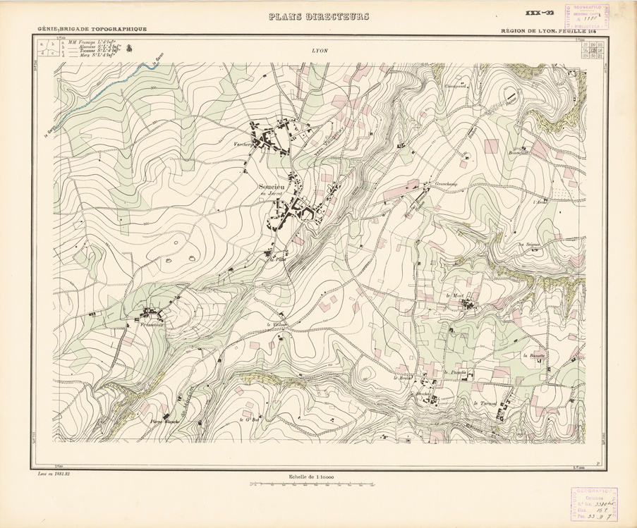 (N:21210) PLANS DIRECTEURS - REGION DE LYON FEUILLE 115 (B0017690) Carte e stampe antiche: riproduzione a colori su carta (formato A1)