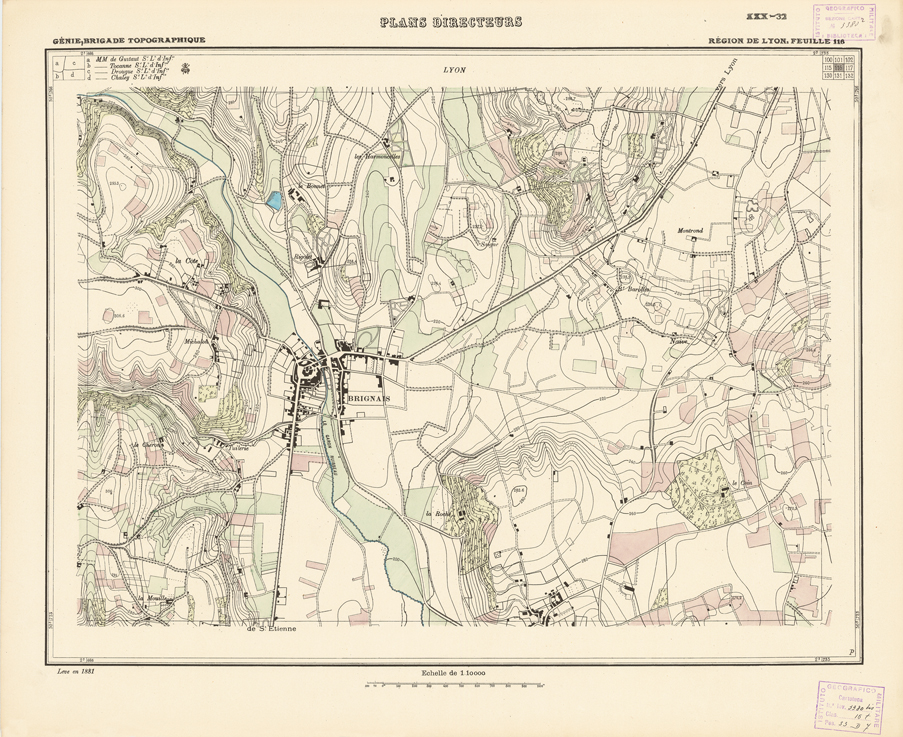(N:21211) PLANS DIRECTEURS - REGION DE LYON FEUILLE 116 (B0017691) Carte e stampe antiche: riproduzione a colori su carta (formato A1)