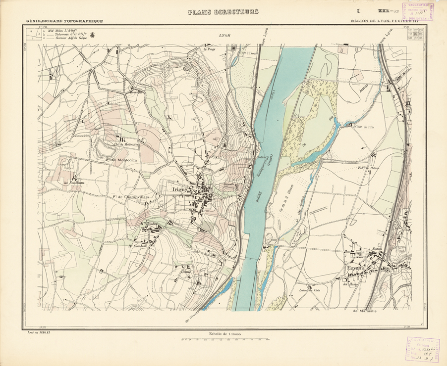 (N:21212) PLANS DIRECTEURS - REGION DE LYON FEUILLE 117 (B0017692) Carte e stampe antiche: riproduzione a colori su carta (formato A1)