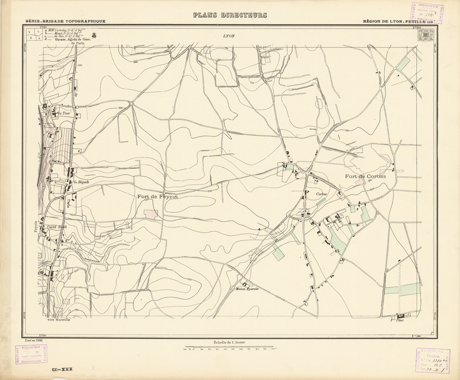 (N:21213) PLANS DIRECTEURS - REGION DE LYON FEUILLE 118 (B0017693) Carte e stampe antiche: riproduzione a colori su carta (formato A1)