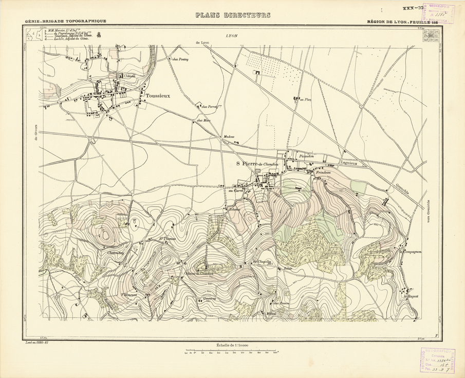 (N:21222) PLANS DIRECTEURS - REGION DE LYON FEUILLE 135 (B0017702) Carte e stampe antiche: riproduzione a colori su carta (formato A1)
