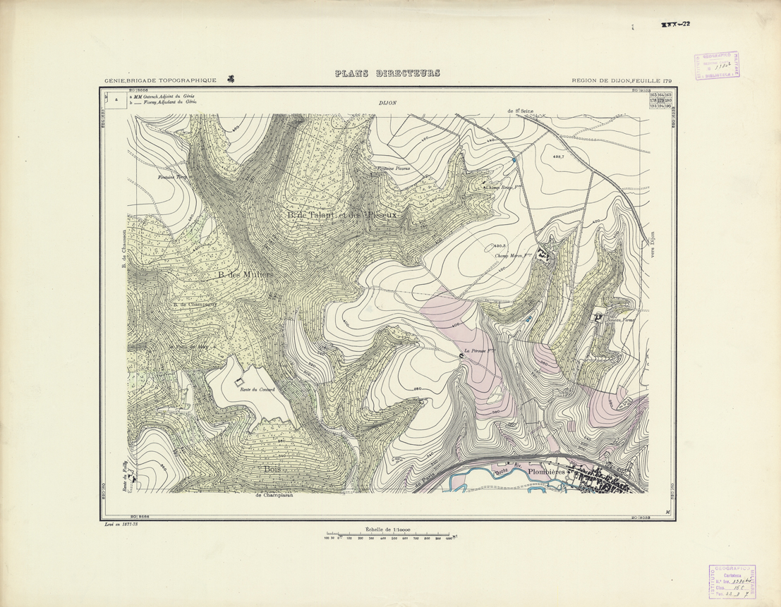 (N:21264) PLANS DIRECTEURS - REGION DE DIJON FEUILLE 179 (B0017744) Carte e stampe antiche: riproduzione a colori su carta (formato A1)