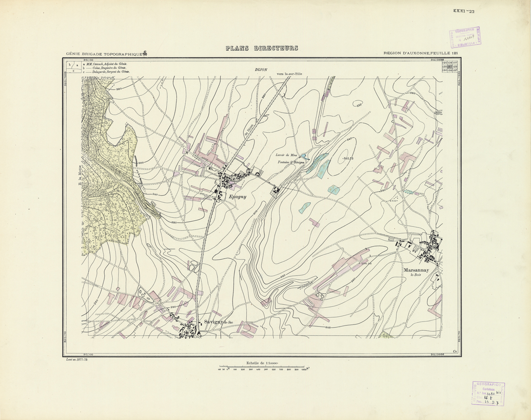 (N:21306) PLANS DIRECTEURS - REGION D'AUXONNE FEUILLE 121 (B0017787) Carte e stampe antiche: riproduzione a colori su carta (formato A1)