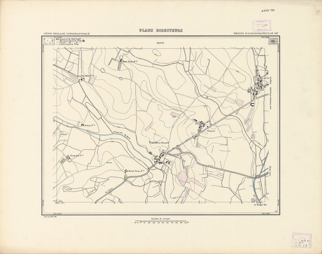 (N:21316) PLANS DIRECTEURS - REGIONE D'AUXONNE FEUILLE 167 (B0017797) Carte e stampe antiche: riproduzione a colori su carta (formato A1)