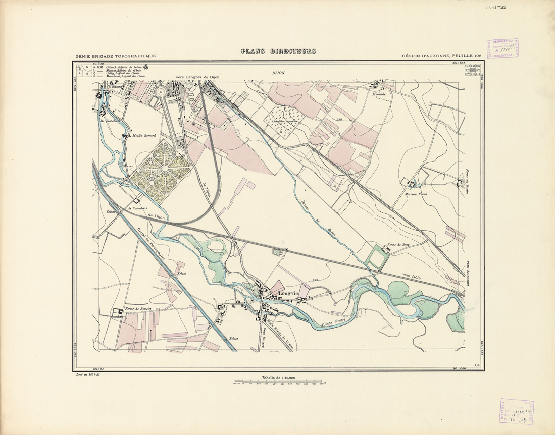 (N:21320) PLANS DIRECTEURS - REGION D'AUXONNE FEUILLE 196 (B0017802) Carte e stampe antiche: riproduzione a colori su carta (formato A1)