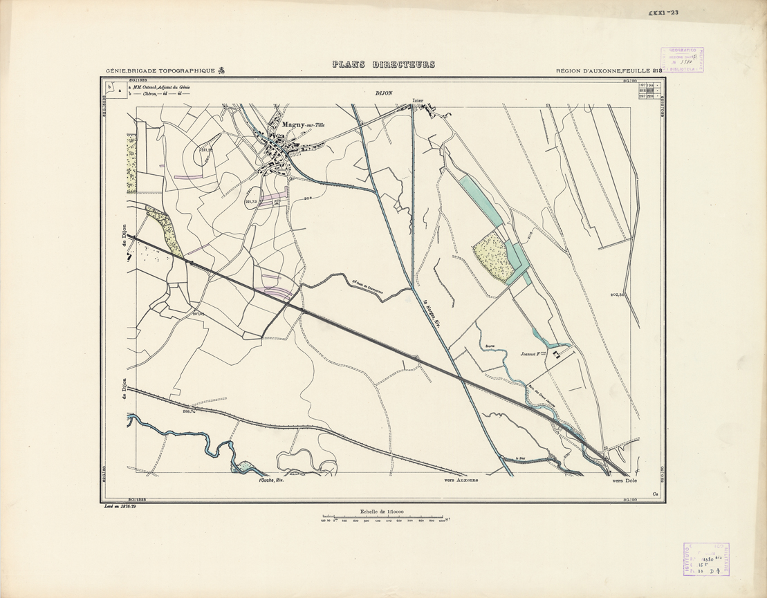 (N:21325) PLANS DIRECTEURS - REGION D'AUXONNE FEUILLE 213 (B0017807) Carte e stampe antiche: riproduzione a colori su carta (formato A1)