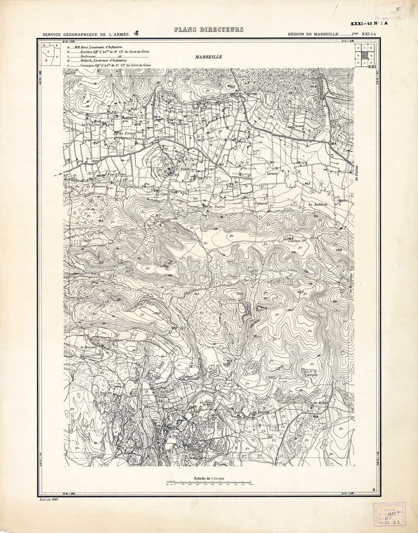 (N:21370) PLANS DIRECTEURS - REGION DE MARSEILLE FEUILLE XXI N1a (B0017852) Carte e stampe antiche: riproduzione a colori su carta (formato A1)