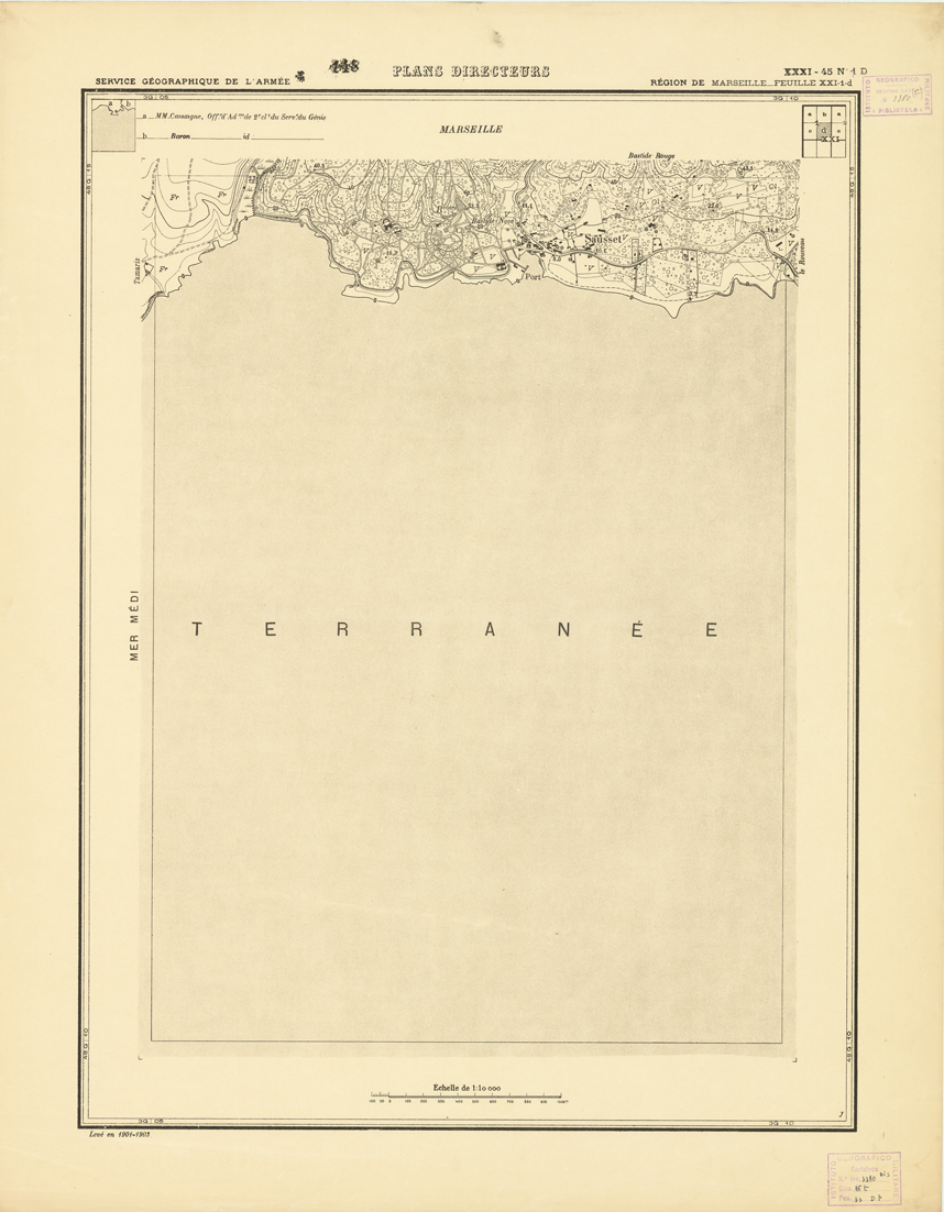 (N:21373) PLANS DIRECTEURS - REGION DE MARSEILLE FEUILLE XXI N1d (B0017855) Carte e stampe antiche: riproduzione a colori su carta (formato A1)