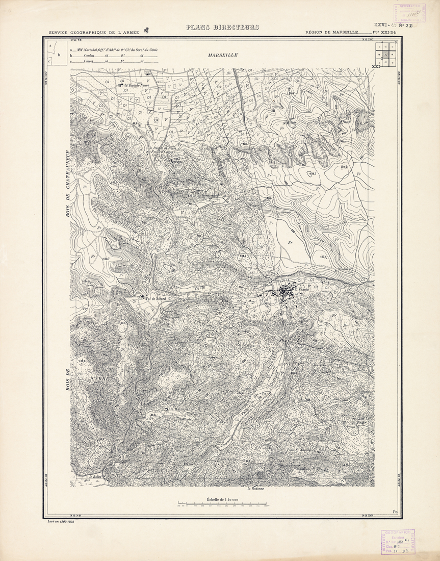 (N:21375) PLANS DIRECTEURS - REGION DE MARSEILLE FEUILLE XXI N2b (B0017857) Carte e stampe antiche: riproduzione a colori su carta (formato A1)