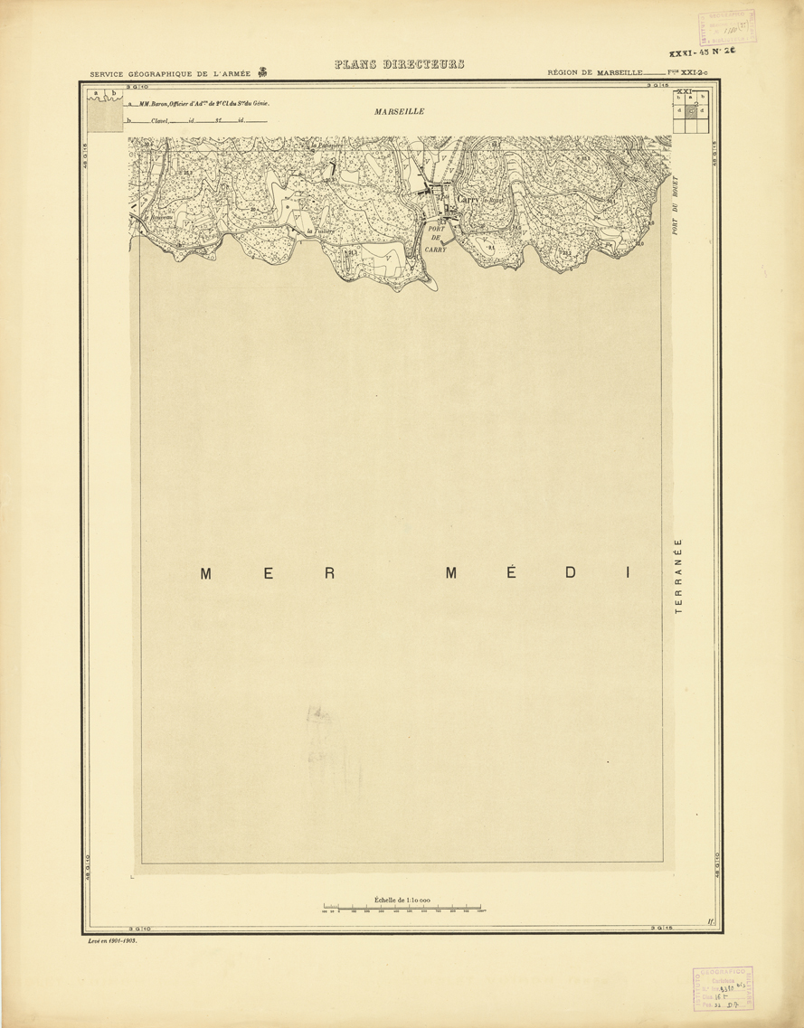 (N:21376) PLANS DIRECTEURS - REGION DE MARSEILLE FEUILLE XXI N2c (B0017858) Carte e stampe antiche: riproduzione a colori su carta (formato A1)