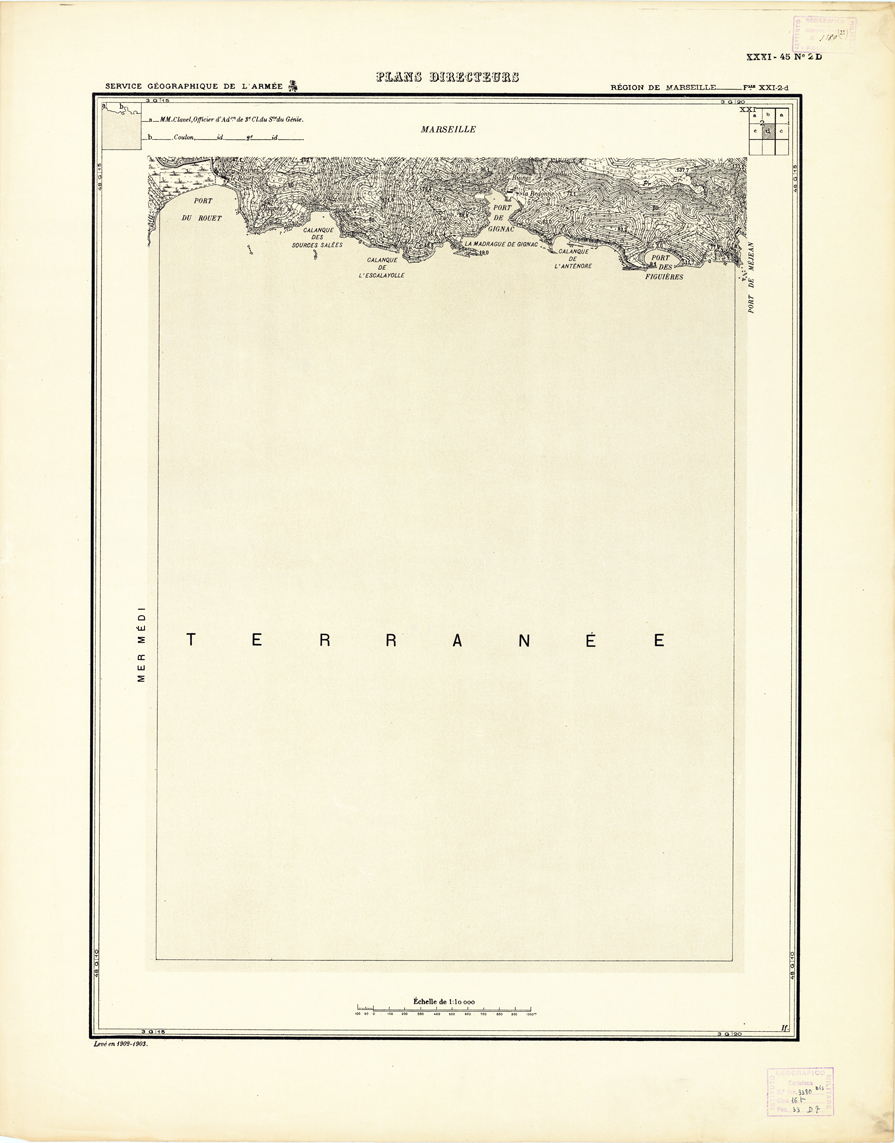 (N:21377) PLANS DIRECTEURS - REGION DE MARSEILLE FEUILLE XXI N2d (B0017859) Carte e stampe antiche: riproduzione a colori su carta (formato A1)