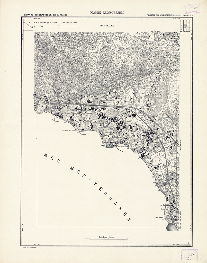 (N:21378) PLANS DIRECTEURS - REGION DE MARSEILLE FEUILLE XXXI 45 N4a (B0017860) Carte e stampe antiche: riproduzione a colori su carta (formato A1)