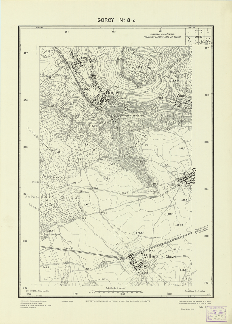(N:21408) PLANS DIRECTEURS - GORCY XXXII N8c (B0017900) Carte e stampe antiche: riproduzione a colori su carta (formato A1)