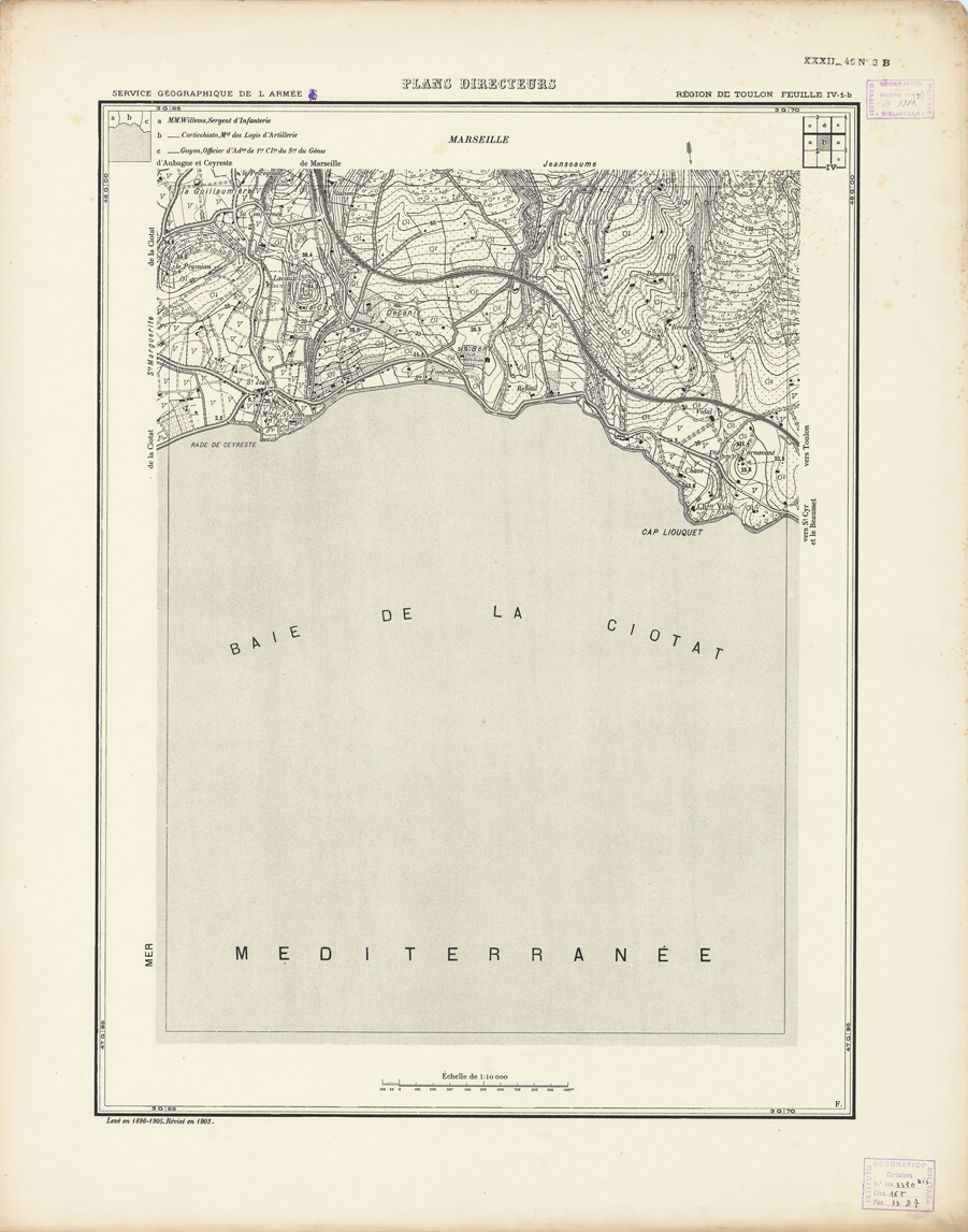 (N:21411) PLANS DIRECTEURS - REGION DE TOULON FEUILLE IV N1b (B0017903) Carte e stampe antiche: riproduzione a colori su carta (formato A1)