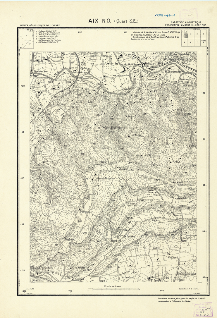(N:21422) PLANS DIRECTEURS - AIX N.O. XXXII 44 N1d (B0017914) Carte e stampe antiche: riproduzione a colori su carta (formato A1)